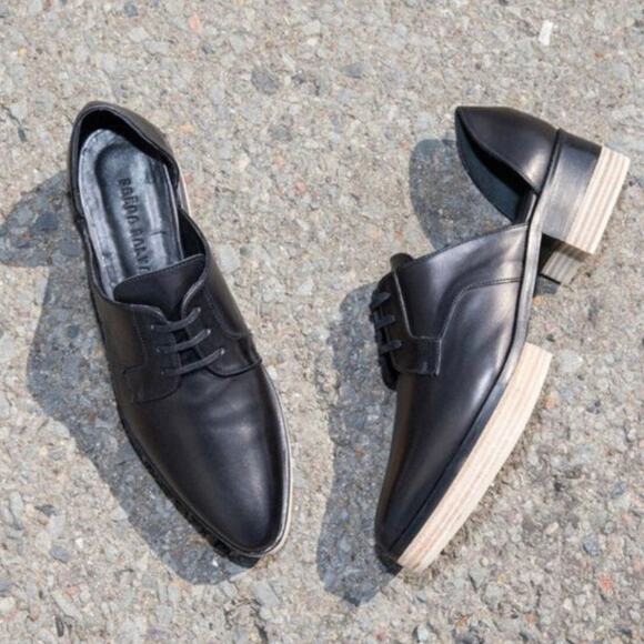 Freda Salvador Will D'Orsay Platform Black Leather Loafers - Picture 2 of 12